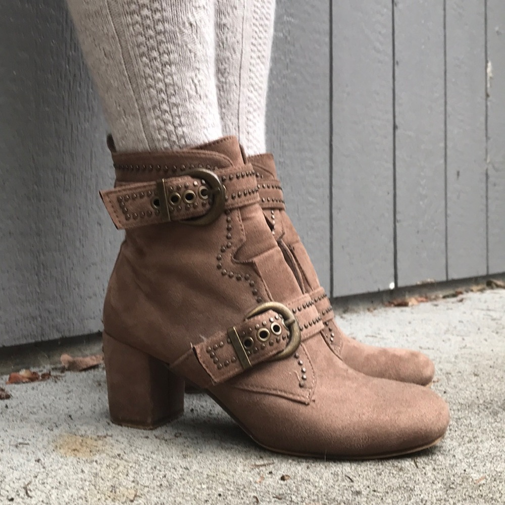 Brown studded boots